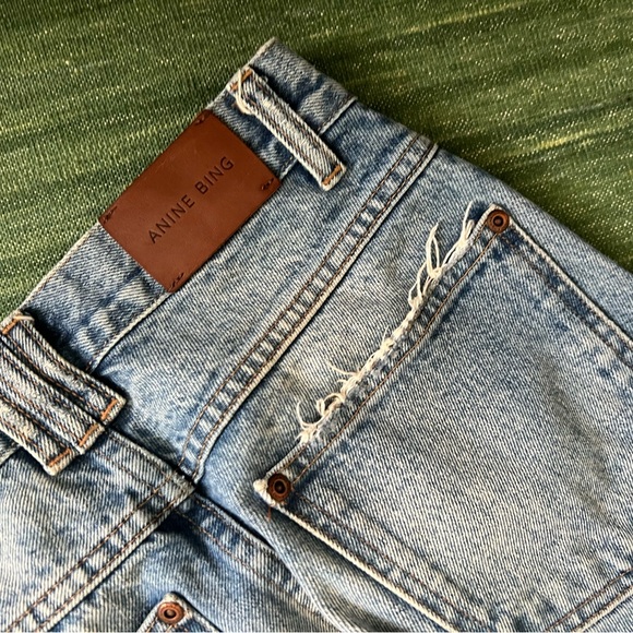 Anine Bing wide leg cropped jeans distressed jeans - size 24 - Picture 3 of 5